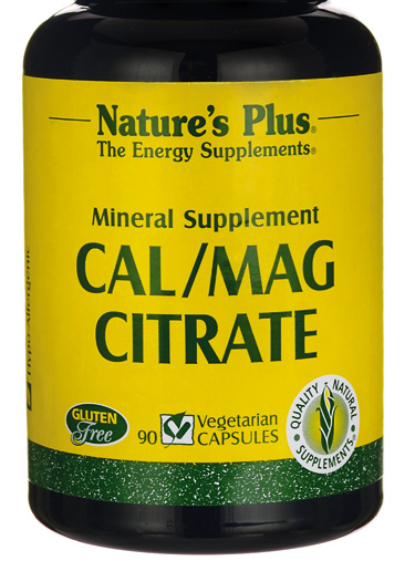 A picture of the Nature's Plus supplement label for Cal/Mag Citrate