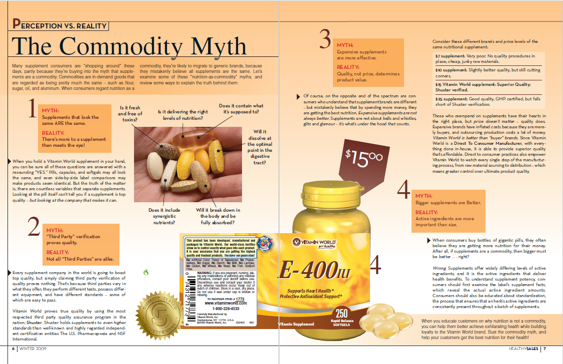 The Commodity Myth for Nutritional Supplements